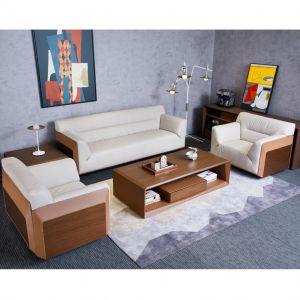 商務接待真皮沙發茶幾組合